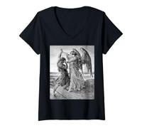 Donna Gustave Dore Jacob Lotta con l'Angelo 1855 Maglietta con Collo a V