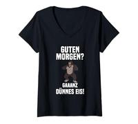 Donna Guten Morgen ganz Sottile Ghiaccio Gorilla Mattina Muffel Maglietta con Collo a V
