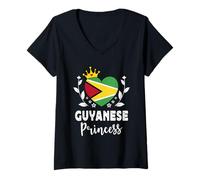 Donna Guyanese Princess Guyana Flag Proud Guyanese Girl Maglietta con Collo a V