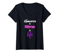 Donna Gymnastics and Slime is Life - Camicia a maniche lunghe Maglietta con Collo a V