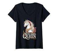 Donna Gypsy Vanner Queen Horse Love Equestrian Maglietta con Collo a V