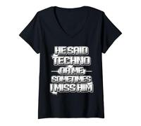 Donna Ha Detto Techno o Me a Volte Mi Manca scherzi Maglietta con Collo a V