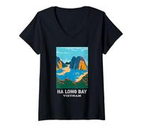 Donna Ha Long bay Camicia Quang Ninh Vietnam Campeggio Escursionismo All'aperto Maglietta con Collo a V