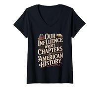 Donna Ha Scritto capitoli di Storia Americana Patrimonio ispanico Maglietta con Collo a V