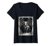 Donna Haagenti Il Toro Grifone dei Goetia Maglietta con Collo a V
