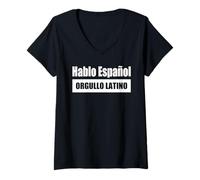Donna Hablo Español / Parlo spagnolo - Orgoglio latino Maglietta con Collo a V