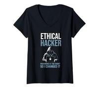 Donna Hacker etico Password divertente troppo breve così ho cambiato Maglietta con Collo a V