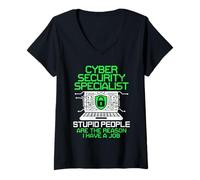 Donna Hacker IT Tech La ragione Hacking Cybersecurity Specialist Maglietta con Collo a V