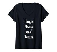 Donna Haggis, Neeps & Tatties Scozia Celtic Pride Minimalist Maglietta con Collo a V