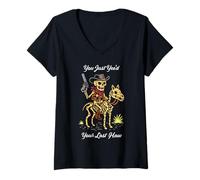 Donna Hai Appena festeggiato Il Tuo ultimo Haw Skeleton Cowboy Horse Halloween Maglietta con Collo a V