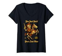 Donna Hai Appena festeggiato Il Tuo ultimo Haw Skeleton Cowboy Horse Halloween Maglietta con Collo a V
