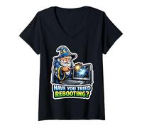 Donna Hai Provato a riavviare Funny IT Support Tech Men Maglietta con Collo a V