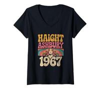 Donna Haight Ashbury 1967 Camicia Hippie Anni '60 colorato San Francisco Maglietta con Collo a V