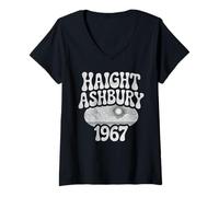 Donna Haight Ashbury 1967 Hippie Tramonto San Francisco Boho Retro Maglietta con Collo a V
