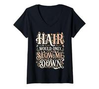 Donna Hair Would Only Slow Me Down Floral da Uomo Maglietta con Collo a V
