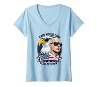 Donna Hair Would Only Slow Me Down Uomo Calvo Divertente America Maglietta con Collo a V