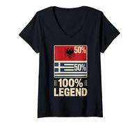 Donna Half Albanian Greek Roots 100% Legend Greece Albania Maglietta con Collo a V