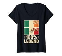 Donna Half Irish Mexican Roots 100% Legend Ireland Mexico Maglietta con Collo a V