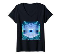 Donna Hall of Mirror Arte ipnotizzante Infinity Specchi Maglietta con Collo a V