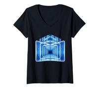 Donna Hall of Mirror Arte ipnotizzante Infinity Specchi Maglietta con Collo a V