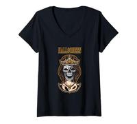 Donna Halloqueen Skull Queen Spooky Season Crown Gift Maglietta con Collo a V