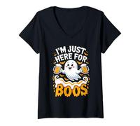 Donna Halloween Beer Ghost I'm Just Here for The Boos Donne Uomini Maglietta con Collo a V