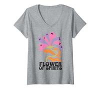 Donna Halloween Boho Flower of Spirits Ghostly Blooms Maglietta con Collo a V