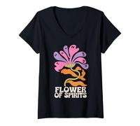 Donna Halloween Boho Flower of Spirits Ghostly Blooms Maglietta con Collo a V