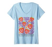 Donna Halloween Boho Strawboories Sweet Side of Spooky Maglietta con Collo a V