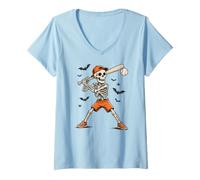 Donna Halloween Boo Pumpkin Ghost Boys Girls Maglietta con Collo a V