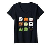 Donna Halloween Building Brick Heads Gioventù Bambini Halloween Maglietta con Collo a V