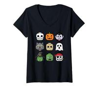Donna Halloween Building Brick Heads Gioventù Bambini Halloween Maglietta con Collo a V