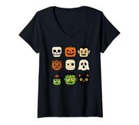 Donna Halloween Building Brick Heads Gioventù Bambini Halloween Maglietta con Collo a V