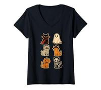 Donna Halloween Costume Gatto Gattino Carino Vampiro Fantasma Mummia Kitty Maglietta con Collo a V
