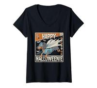 Donna Halloween Costume Spirit Monster Spooky Skull Zombie Maglietta con Collo a V