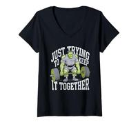 Donna Halloween Costume Spirit Monster Spooky Skull Zombie Maglietta con Collo a V