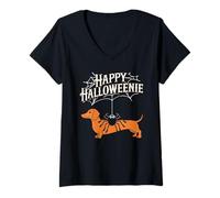 Donna Halloween Costume Spirit Monster Spooky Skull Zombie Maglietta con Collo a V