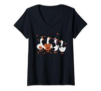 Donna Halloween Costume Spirit Monster Spooky Skull Zombie Maglietta con Collo a V