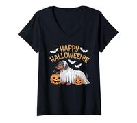 Donna Halloween Costume Spirit Monster Spooky Skull Zombie Maglietta con Collo a V