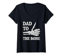 Donna Halloween Dad To The Bone Funny Skeleton Fathers Day Maglietta con Collo a V