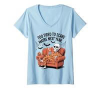 Donna Halloween Divertente Troppo Stanco per spaventare Forse L'Anno Prossimo Maglietta con Collo a V