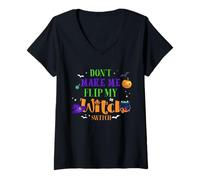 Donna Halloween Don't Make Me Flip My Witch Switch Women Funny Women Maglietta con Collo a V