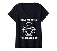 Donna Halloween Funny Quote Tell Me Who Voodoo Doll Maglietta con Collo a V