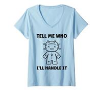 Donna Halloween Funny Quote Tell Me Who Voodoo Doll Maglietta con Collo a V