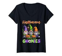 Donna Halloween gnomi Camicia Carino gnomi Zucca Strega Maglietta con Collo a V