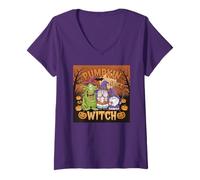 Donna Halloween gnomi divertenti mostri zucca spezie strega grafica Maglietta con Collo a V