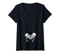 Donna Halloween Gravidanza Aspettando Gemelli Bambini Zombies Maglietta con Collo a V