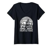 Donna Halloween Halloween Sweet Haunted Home Spooky Full Moon Maglietta con Collo a V