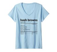 Donna Halloween Hash Browns Nutrizione Costume Grafica Maglietta con Collo a V