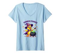 Donna Halloween Honkus Ponkus Baby Duck Witch Maglietta con Collo a V